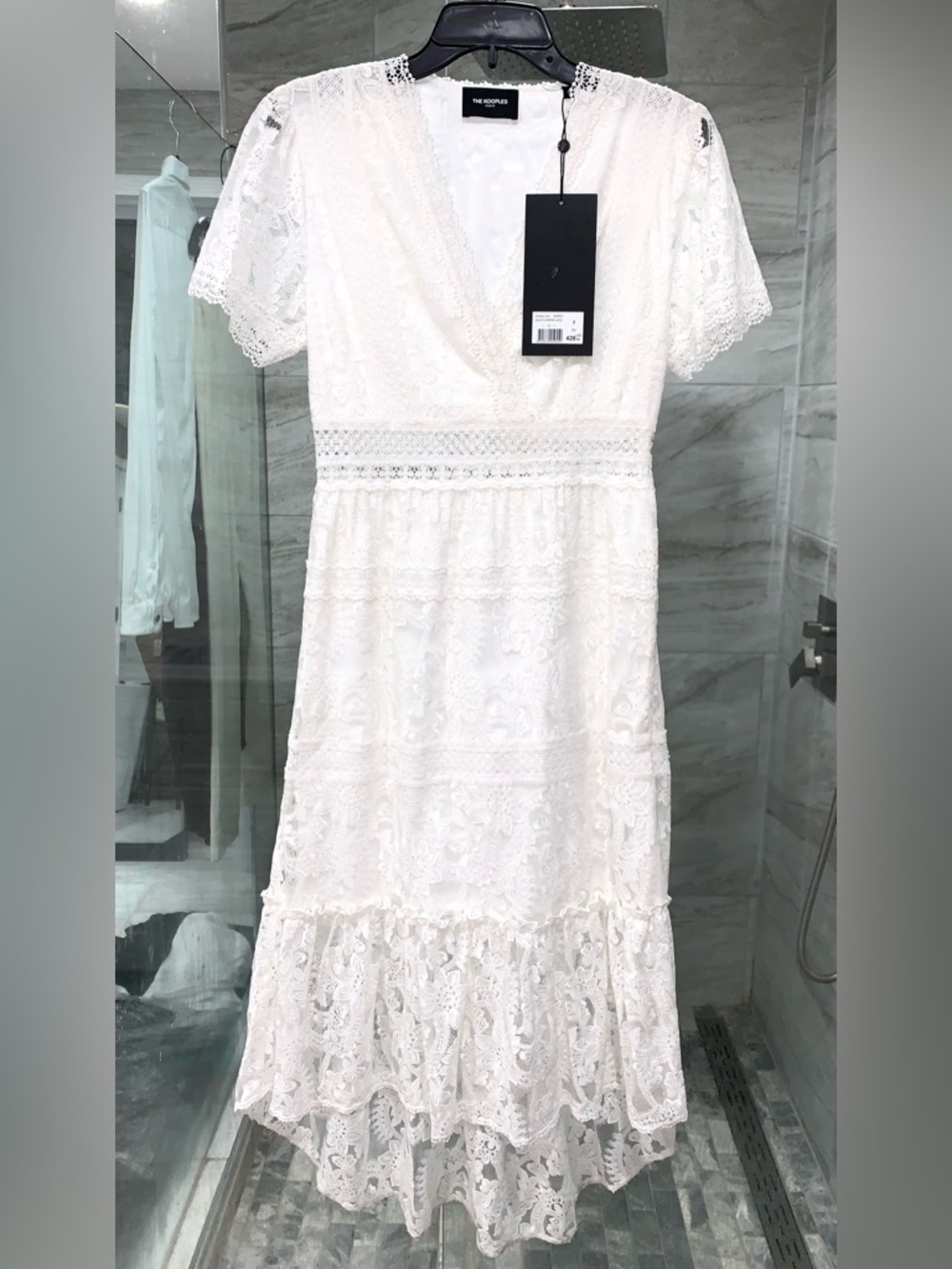 The Kooples $428 NWT White Wld Flowers Lace Midi Dress, Size M.